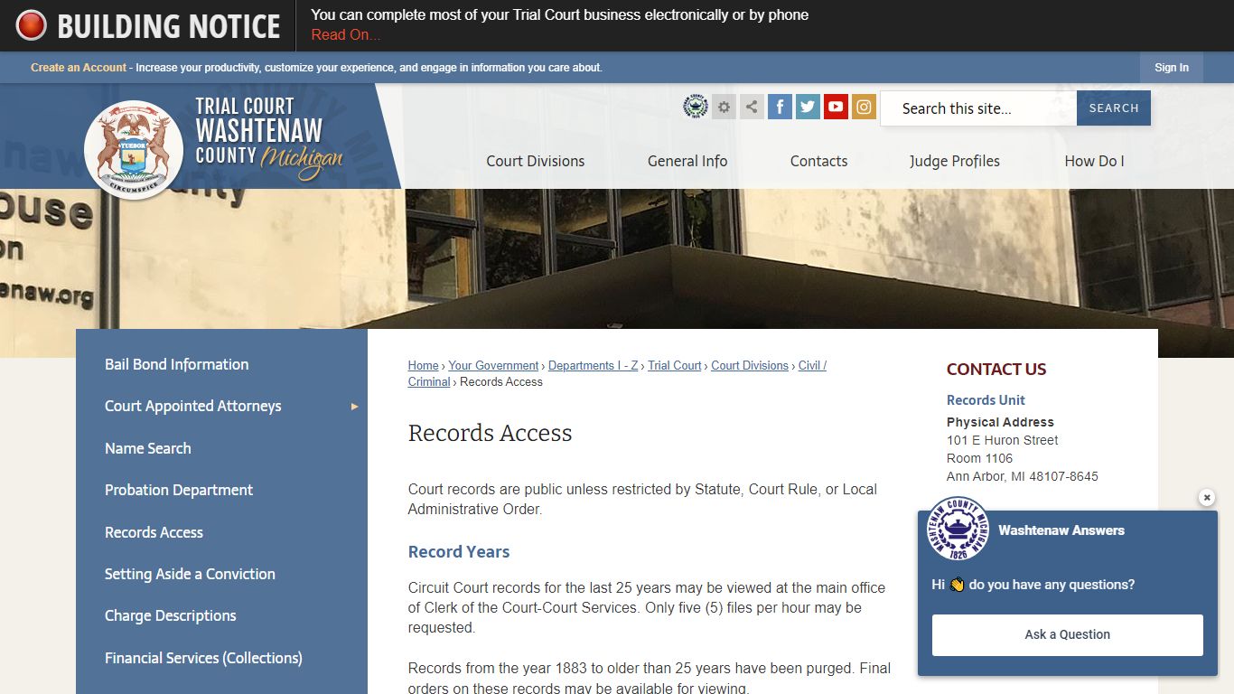 Records Access | Washtenaw County, MI