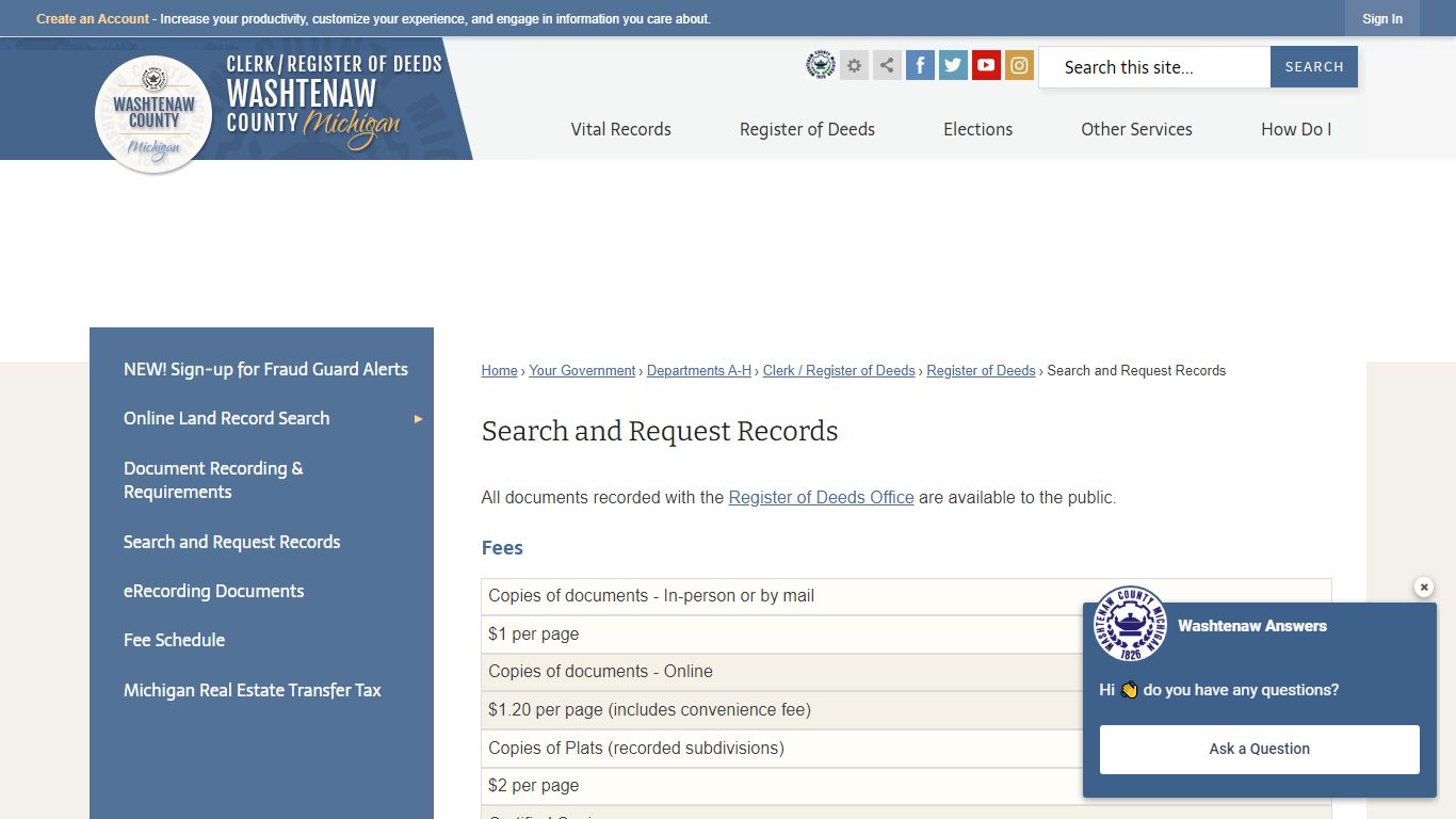 Search and Request Records | Washtenaw County, MI
