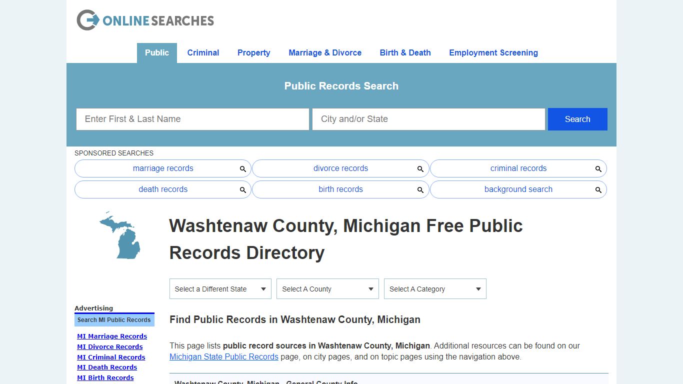Washtenaw County, Michigan Public Records Directory