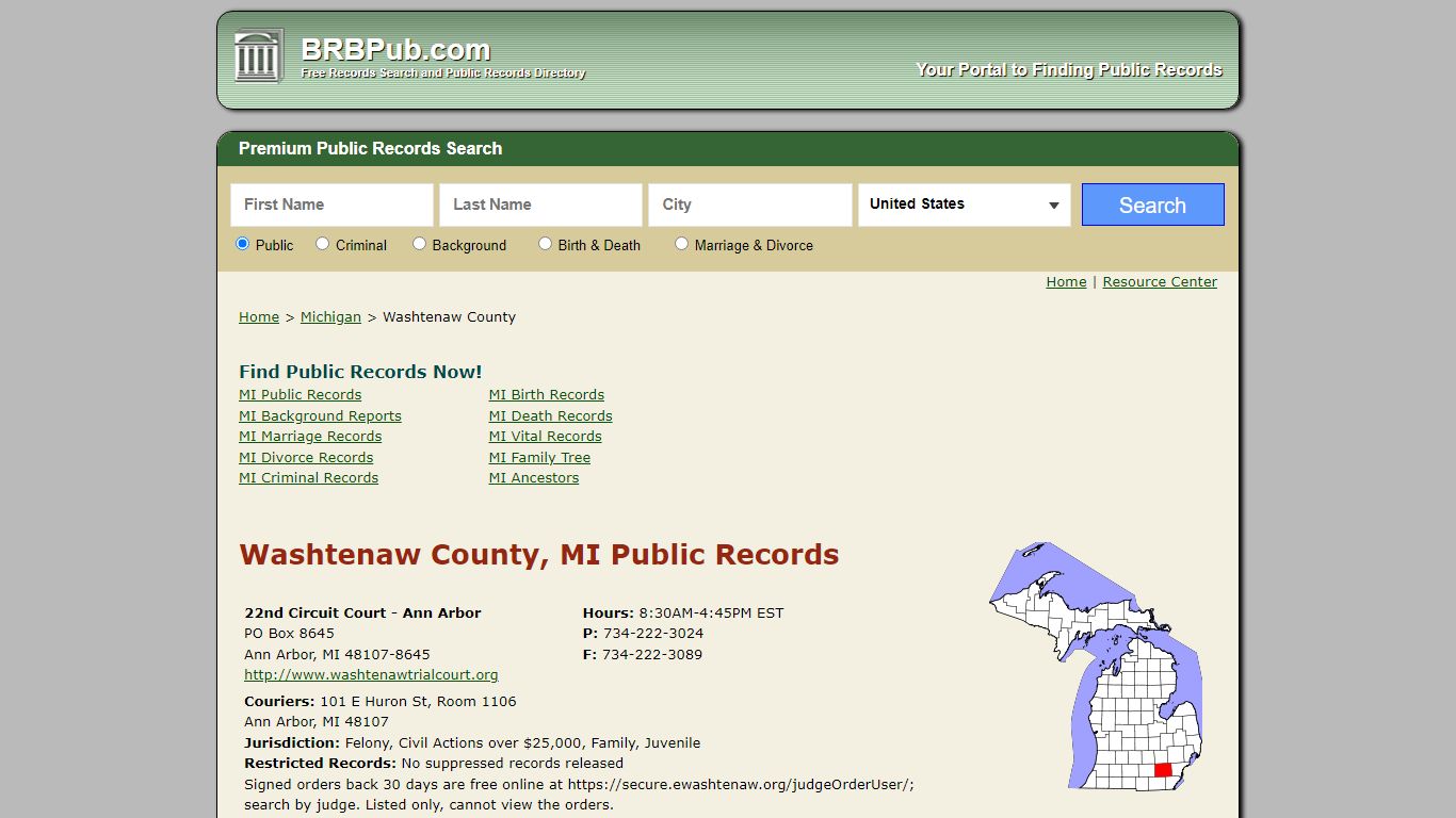Washtenaw County Public Records | Search Michigan ...