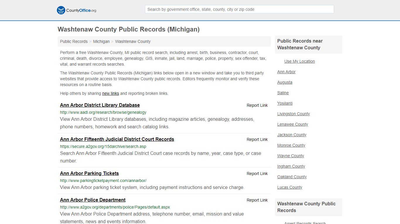 Public Records - Washtenaw County, MI (Business, Criminal ...